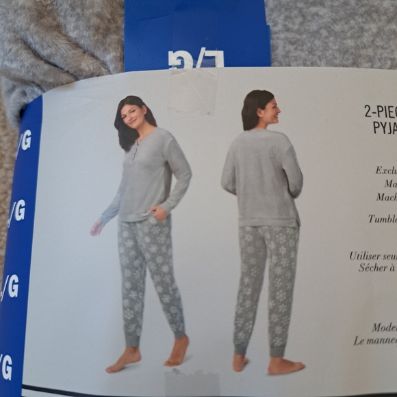 Nautica 2 Piece PJ Set Women's Large Gray White Print Fleece Loungewear Set NWT - Picture 6 of 9